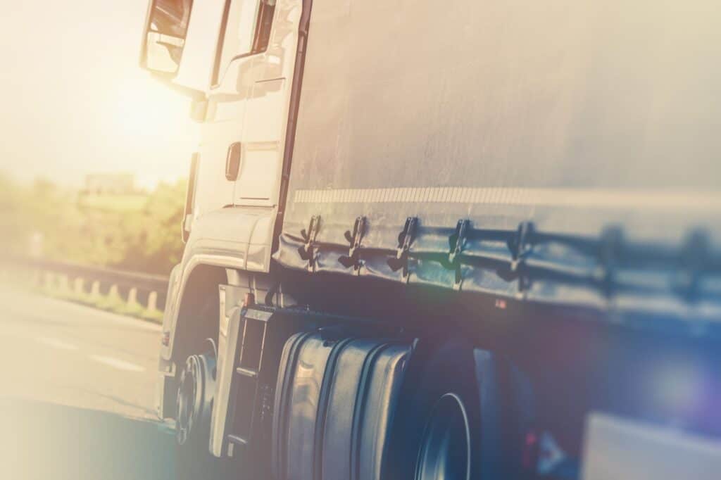 A truck on the highway