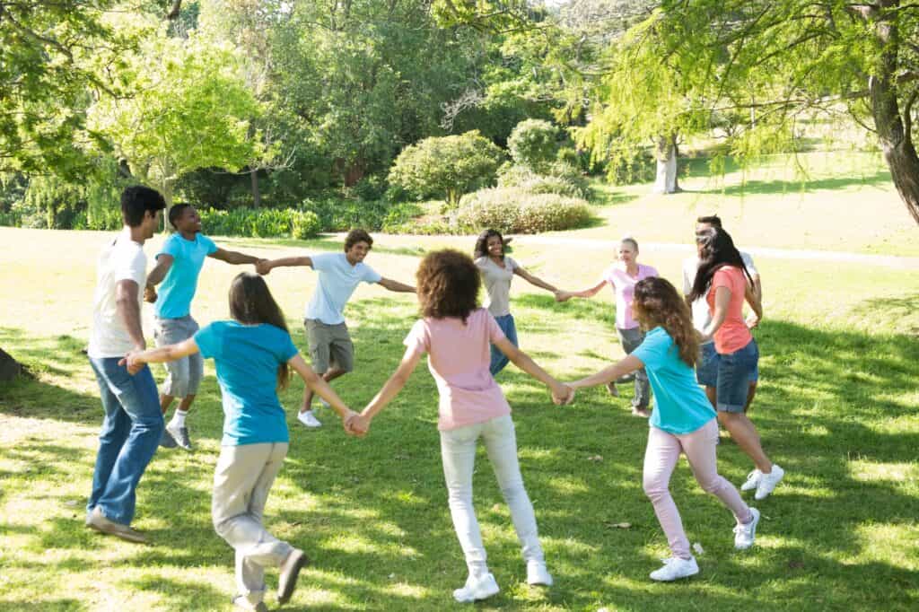 Secondary students playing at the school's field